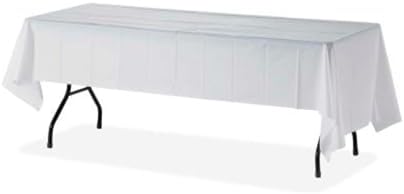 Genuine Joe Plastic Table Cover 54x108 White 6 Count