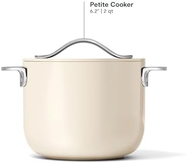 Caraway Petite Cooker 2 Qt Ceramic Coated Pot Cream