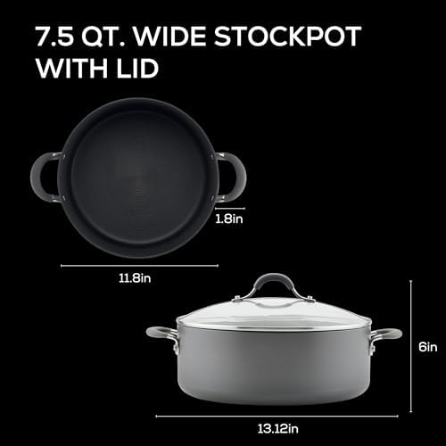 Circulon 83908 Radiance 75 Qt Stock Pot with Lid Gray
