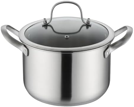 6-Quart Stainless Steel Stockpot with Tempered Glass Lid