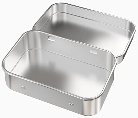 6 Pcs Metal Hinged Tin Box Storage Container Kit Silver