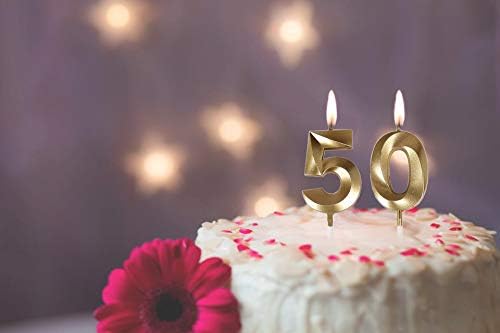 Gold Number 50 Birthday Candles Cake Topper