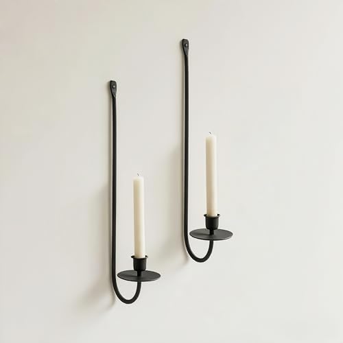 Remenna Wall Candle Sconce Holder Set of 2 Black Modern Rustic