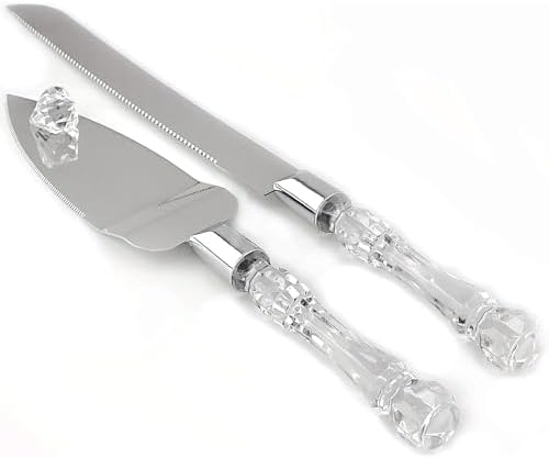 Adorox Cake Knife and Server Set with Acrylic Handles