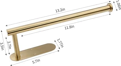 Self Adhesive Gold Paper Towel Holder for Kitchen Wall and Cabinet
