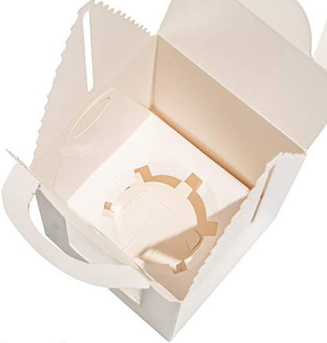 ihomecooker 25 Pcs White Cupcake Containers with Window Handle for Wedding Parties