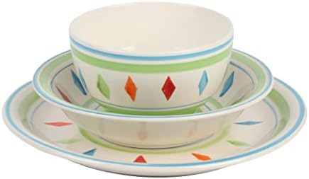 Gibson Home Heidy Hand Painted Dinnerware Set - Green 12pcs Service for 4