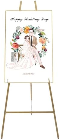 2PC 34FT H Gold Wedding Welcome Signs Easel Stand