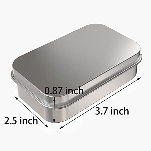 6 Pcs Metal Hinged Tin Box Storage Container Kit Silver