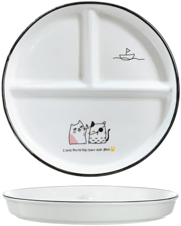 Bicuzat 8 Inch Ceramic Dinosaur Portion Control Plate