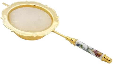 Minton Tea Strainer with Ceramic Handle 188 Stainless Steel GoldWhite