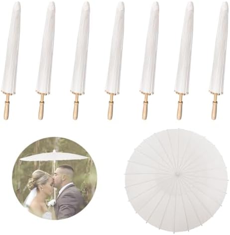 7 Pack White Wedding Umbrellas 33 Inches for Decor