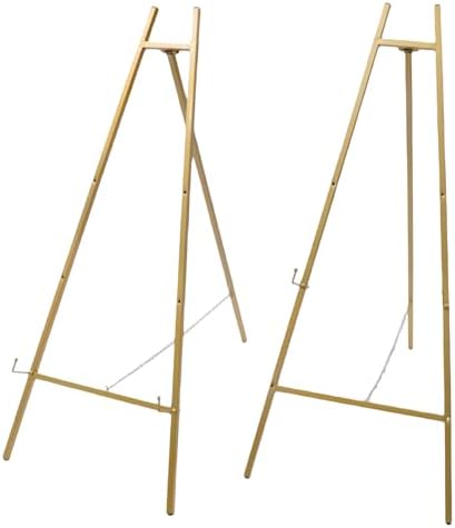 2PC 34FT H Gold Wedding Welcome Signs Easel Stand