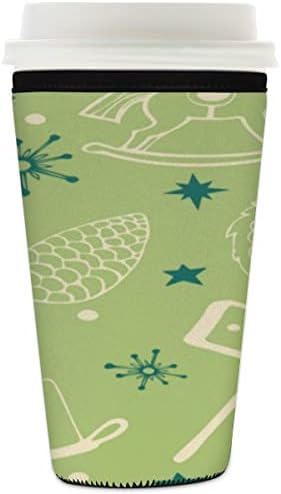 Candle Christmas Tree Iced Coffee Sleeve 26-28 Oz Reusable