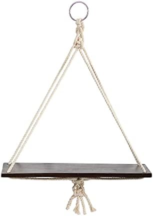 Nearly Natural 18in x 16in Macrame Wall Hanging with Wooden Shelf
