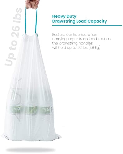 Home Zone Living 53 Gallon Trash Bags with Drawstring Handles 60 Count