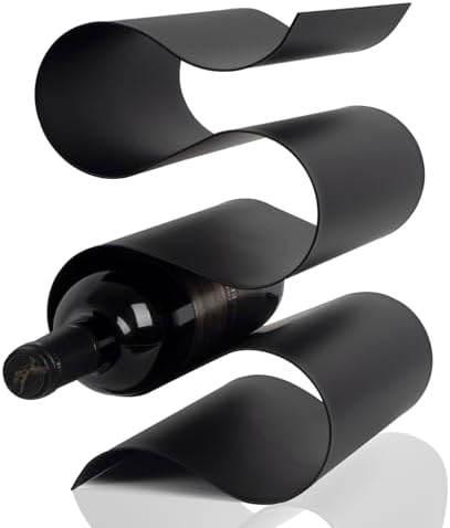 Modern Black S-Shaped Tabletop Wine Rack 5 Bottle