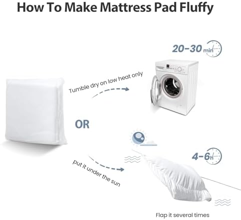 EASELAND Queen Mattress Pad 60x80 Inch Deep Pocket Cooling Topper