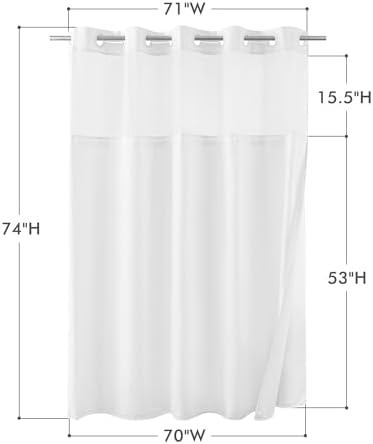 Mrs Awesome No Hook Shower Curtain with Snap-In Liner 71x74 White