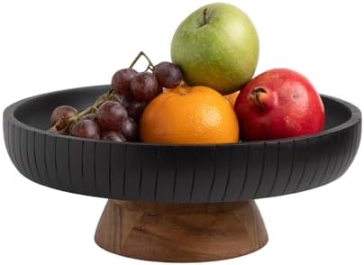 Lavauk Mango Wood Centerpiece Bowl with Pedestal