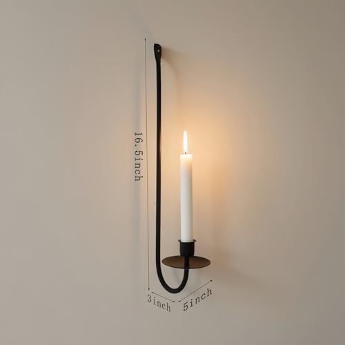Remenna Wall Candle Sconce Holder Set of 2 Black Modern Rustic