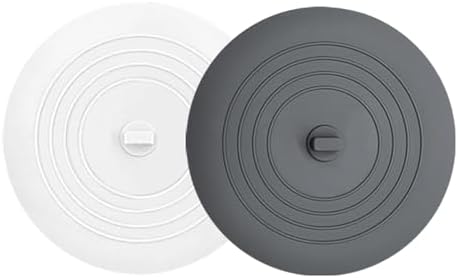 6 Inch Large Silicone Tub Stopper 2 Pack - Gray and White