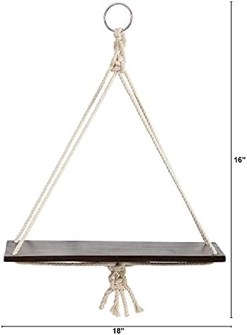 Nearly Natural 18in x 16in Macrame Wall Hanging with Wooden Shelf