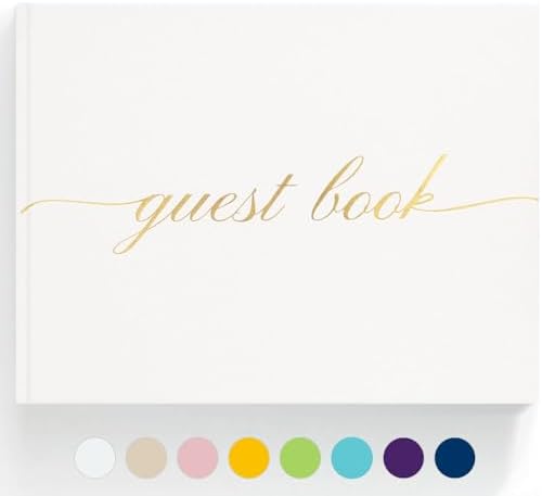 Elegant Wedding Guest Book with 110 Lined Pages - Hardcover White