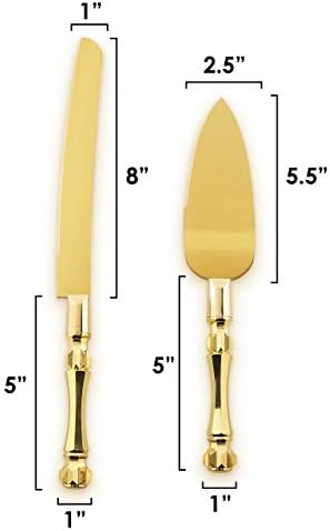 Homi Styles Gold Elegant Cake Knife and Server Set of 2