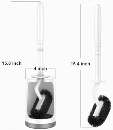 HAMITOR Toilet Bowl Brush Holder Set with Curved Design and Hidden Storage