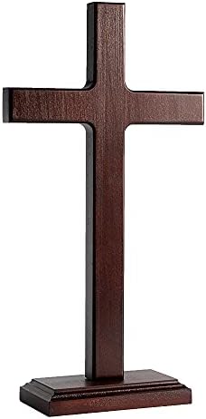 KUXBET Wooden Wall Cross with Stand 125 Inch