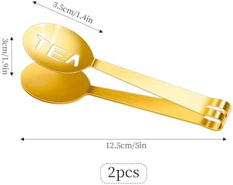 2PCS Gold Tea Bag Squeezer Tongs with Clip
