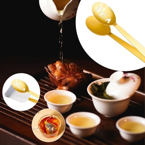2PCS Gold Tea Bag Squeezer Tongs with Clip