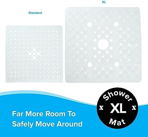 SlipX Solutions Extra Large Square Shower Mat 27x27 Clear Non-Slip