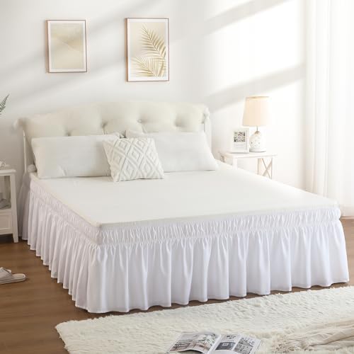 RIMELA White Bed Skirt Queen Size 15 Inch Drop