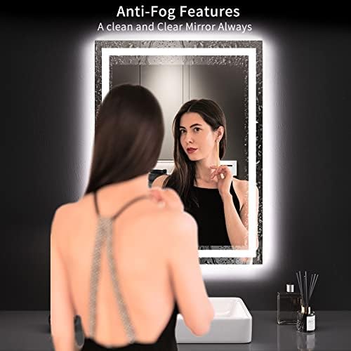 LOAAO 24X32 LED Bathroom Mirror with Lights and Anti-Fog