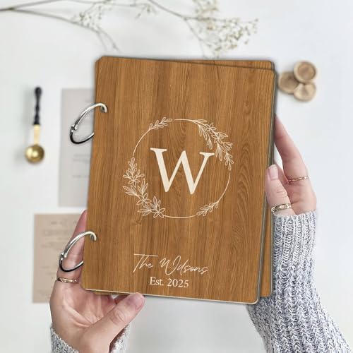 La Boda Personalized Wedding Card Holder Wooden Photo Album with Metal Buckles