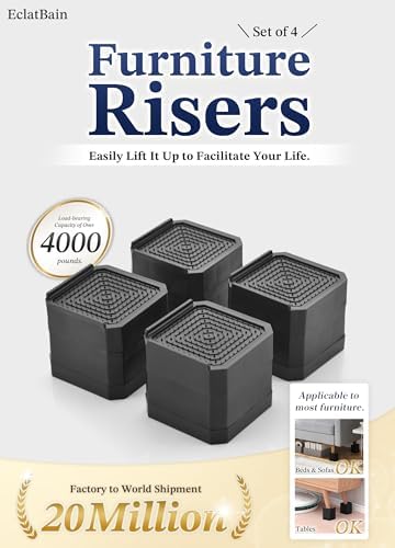 EclatBain Bed Risers Heavy Duty Adjustable Blocks