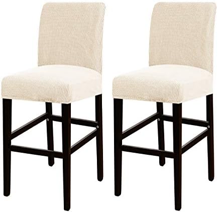 Turquoize Bar Stool Cover Set of 2 Jacquard Stretch Fabric