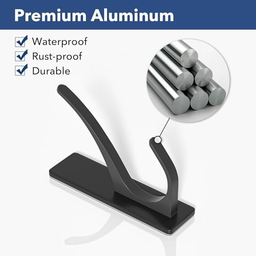 Self Adhesive Coat Hooks Heavy Duty Stainless 4-Pack Matt Black