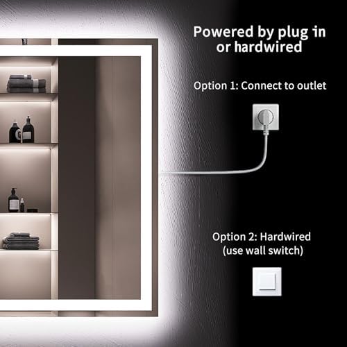 LOAAO 24X32 LED Bathroom Mirror with Lights and Anti-Fog
