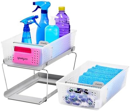 Madesmart 2-Tier Organizer with Handles and Adjustable Dividers