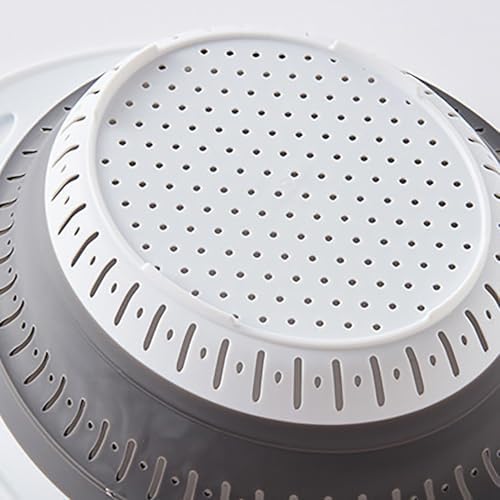 Collapsible Colander Strainer with Hanging Ears Heavy Duty Kitchen Drain Basket Light Pink