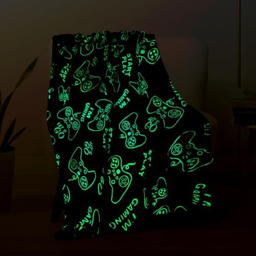 Glow in the Dark Gaming Blanket for Kids and Teens