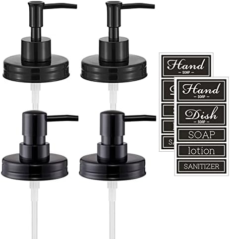 Regular Mouth Mason Jar Soap Dispenser Pumps and Lids 4 Pack