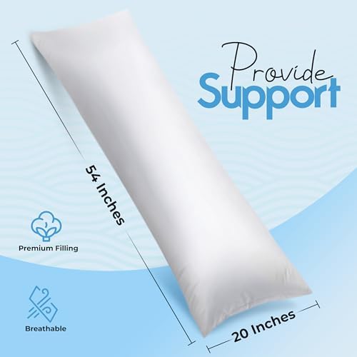 Utopia Bedding Full Body Pillow for Adults White 20 x 54 Inch