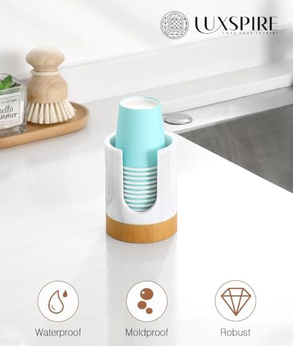 Luxspire Bathroom Cup Dispenser Marble Resin Holder