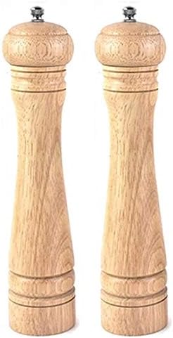 Adjustable Salt and Pepper Grinder Set with Wooden Handle