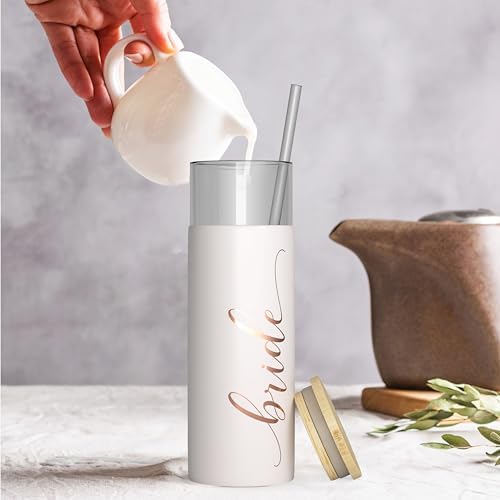 Bride to Be Iced Coffee Tumbler with Bamboo Lid and Straw