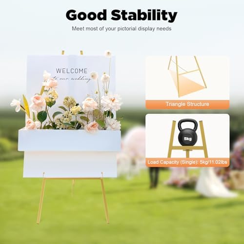 2PCS 465 Inch Tall Metal Easel Stand for Weddings and Displays